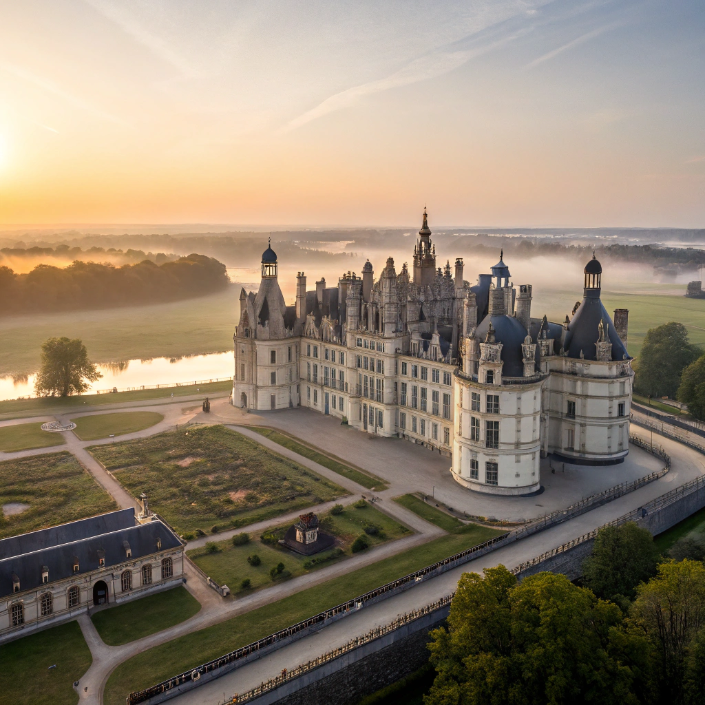 Château de Chambord bij zonsopgang