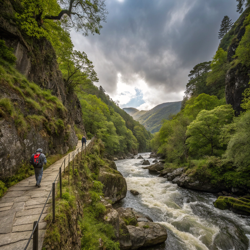 Wandern durch die Schlucht von Aberglaslyn