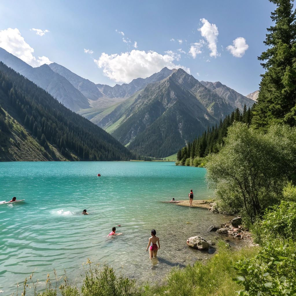 Kąpiel w Wielkim Jeziorze Almaty