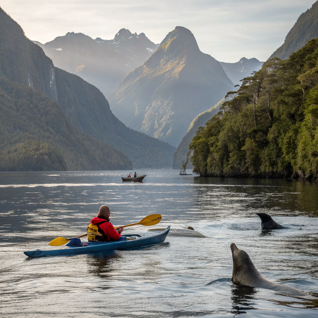 En kayak por Doubtful Sound