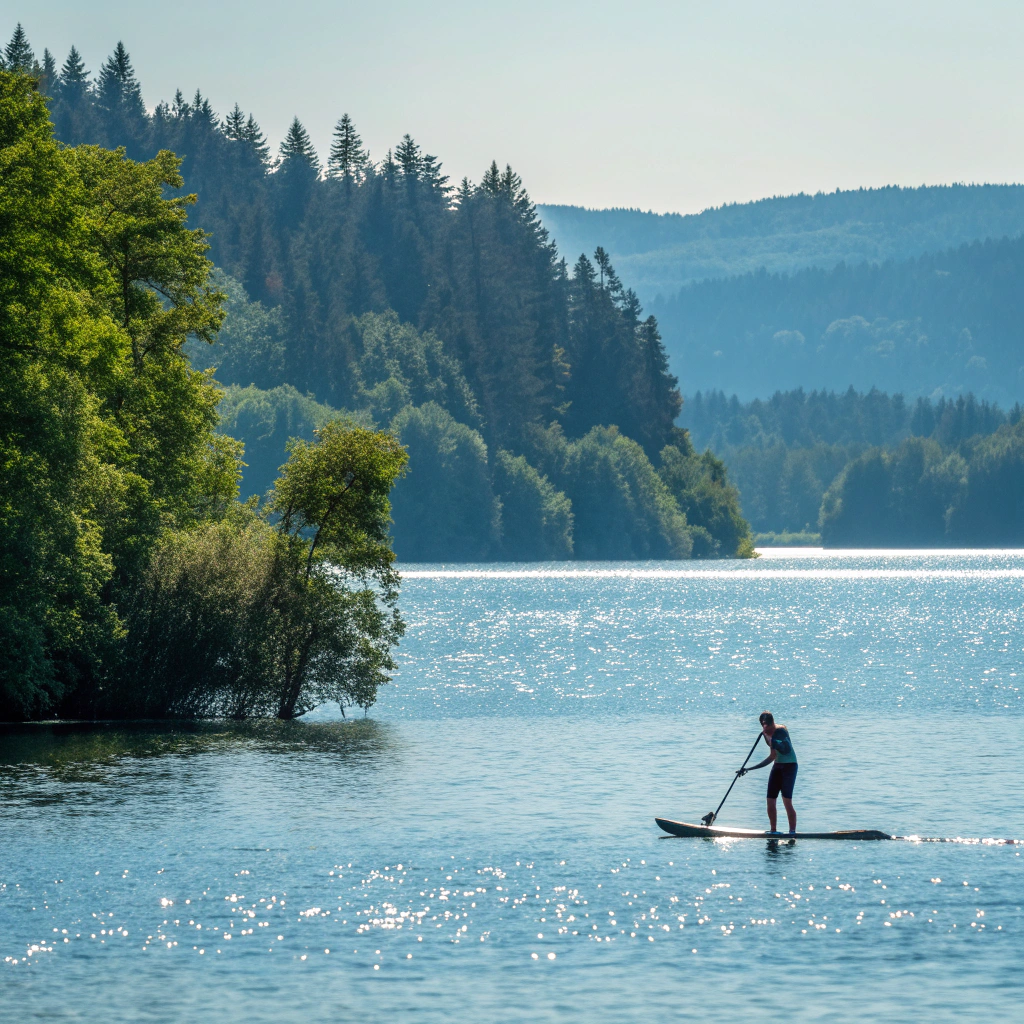 Stand-up paddling on Lake Lipno