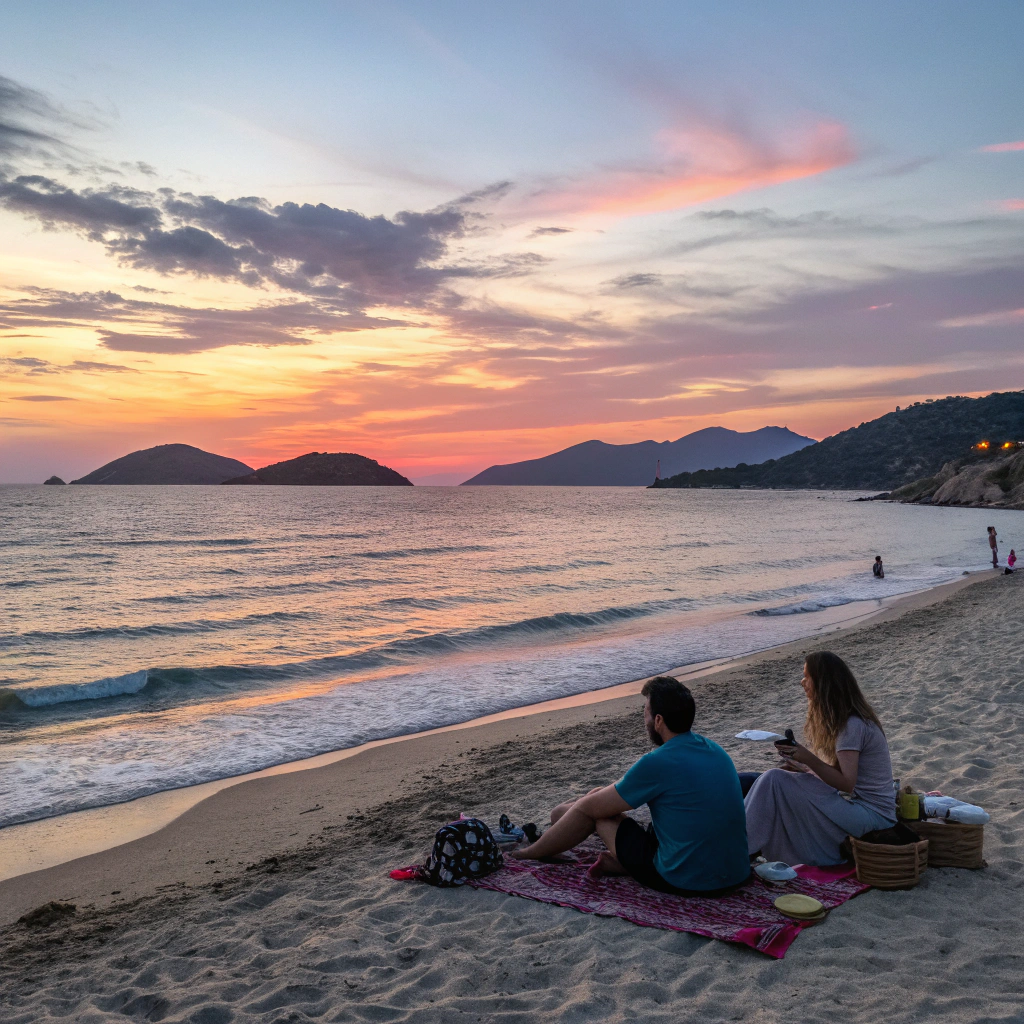 Sonnenuntergang am Strand genießen