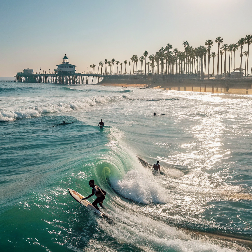Surfing in Huntington Beach